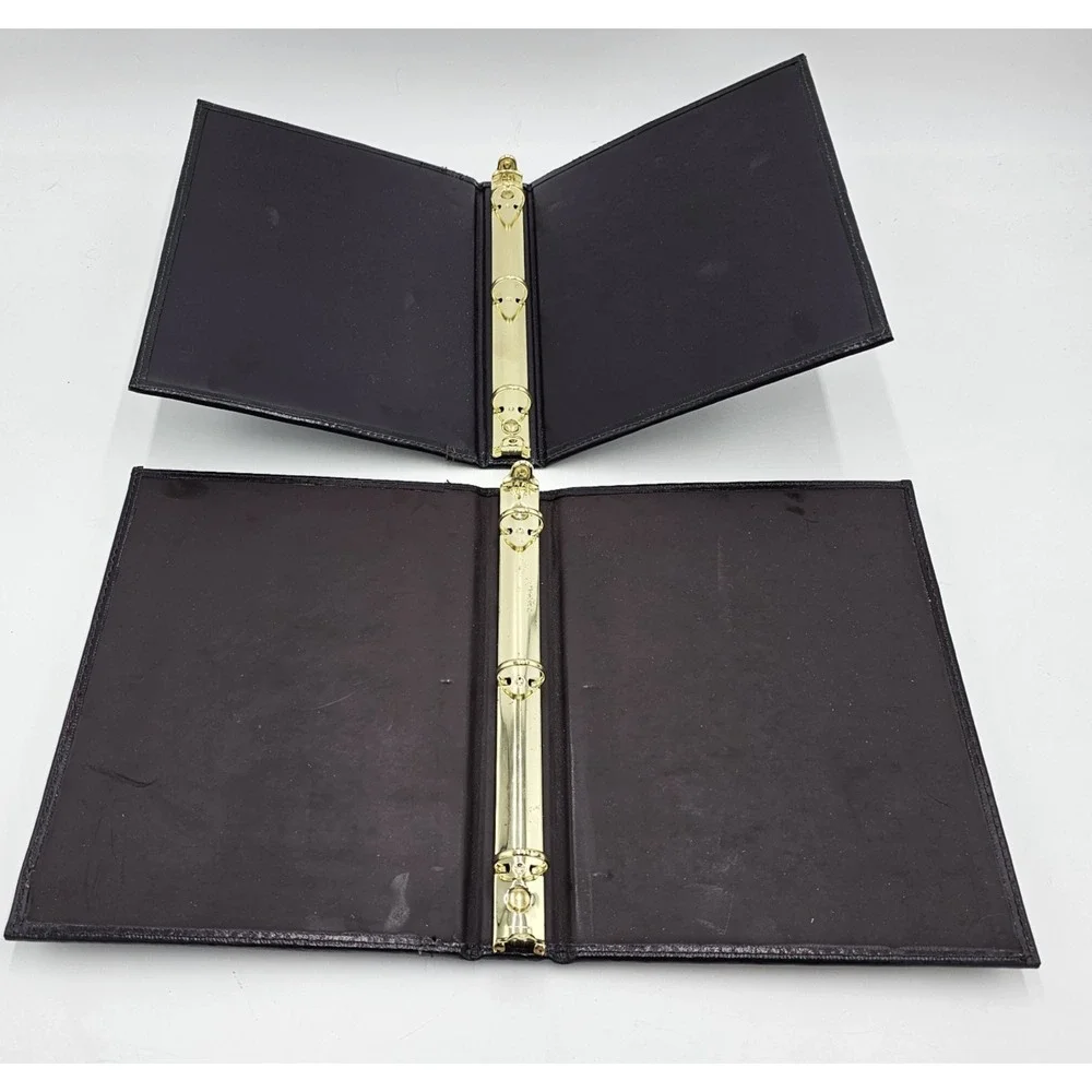 Brown Leather Photo Keepsake Storage Box With 2 Matching 3-Ring Binders